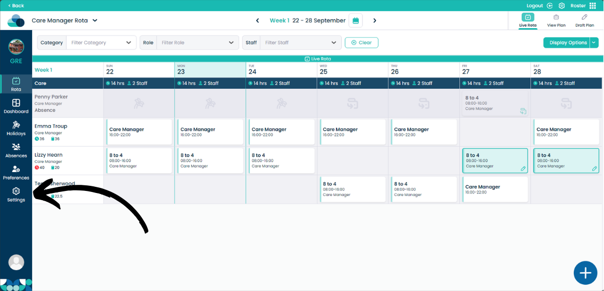 Individual Settings in Cloud Roster – Care Control Learning Hub