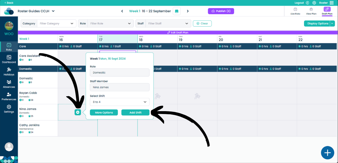 Quick Add Shift on Cloud Roster β Care Control Learning Hub